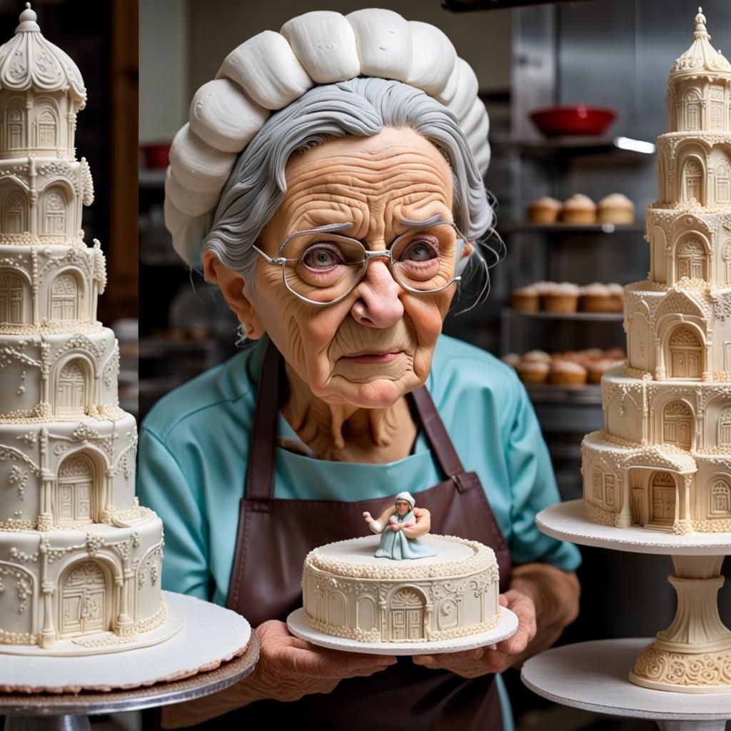Hyperdetailed Cake Sculpture by Elderly Baker