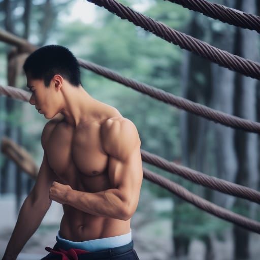 Shirtless Samurai Warrior: Sharp Focus Photography