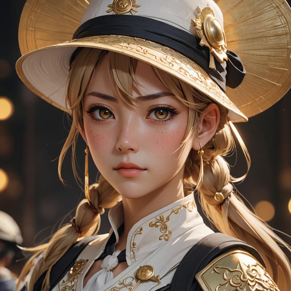 Anime Portrait of Sturdy Woman in Pith Helmet