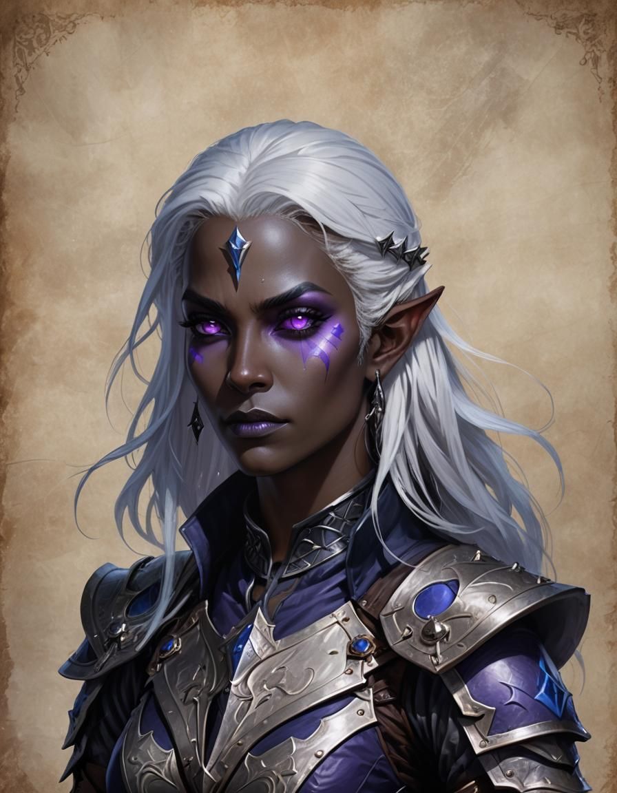 Dark Elf Warlock Portrait in Fantasy Style
