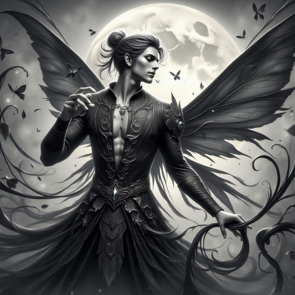 Ethereal Fairy in Charcoal Style