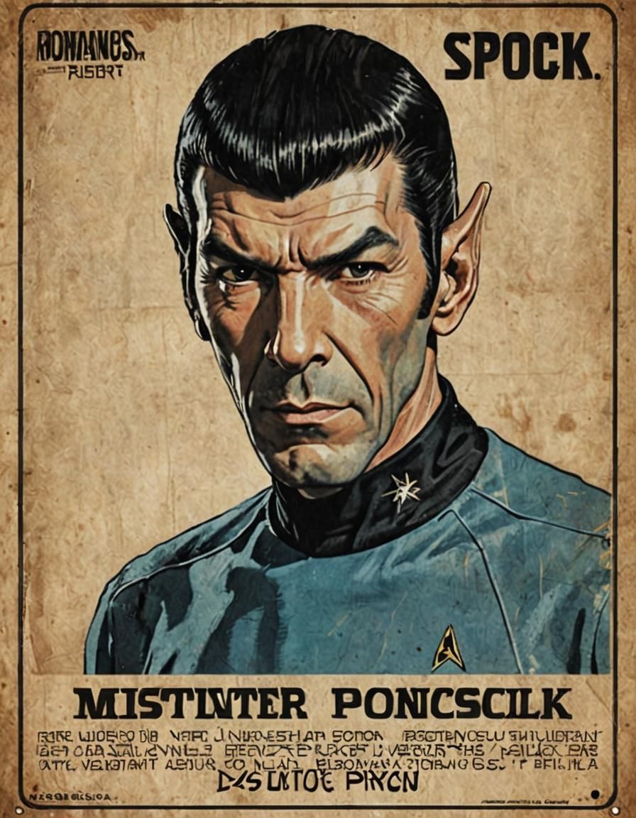 Mister Spock Wanted Poster in Retro Style