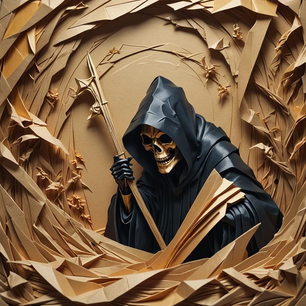 Grim Reaper in Origami Style