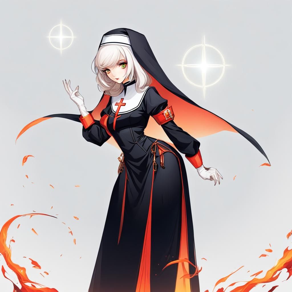 Modern Nun Character in a Light Style