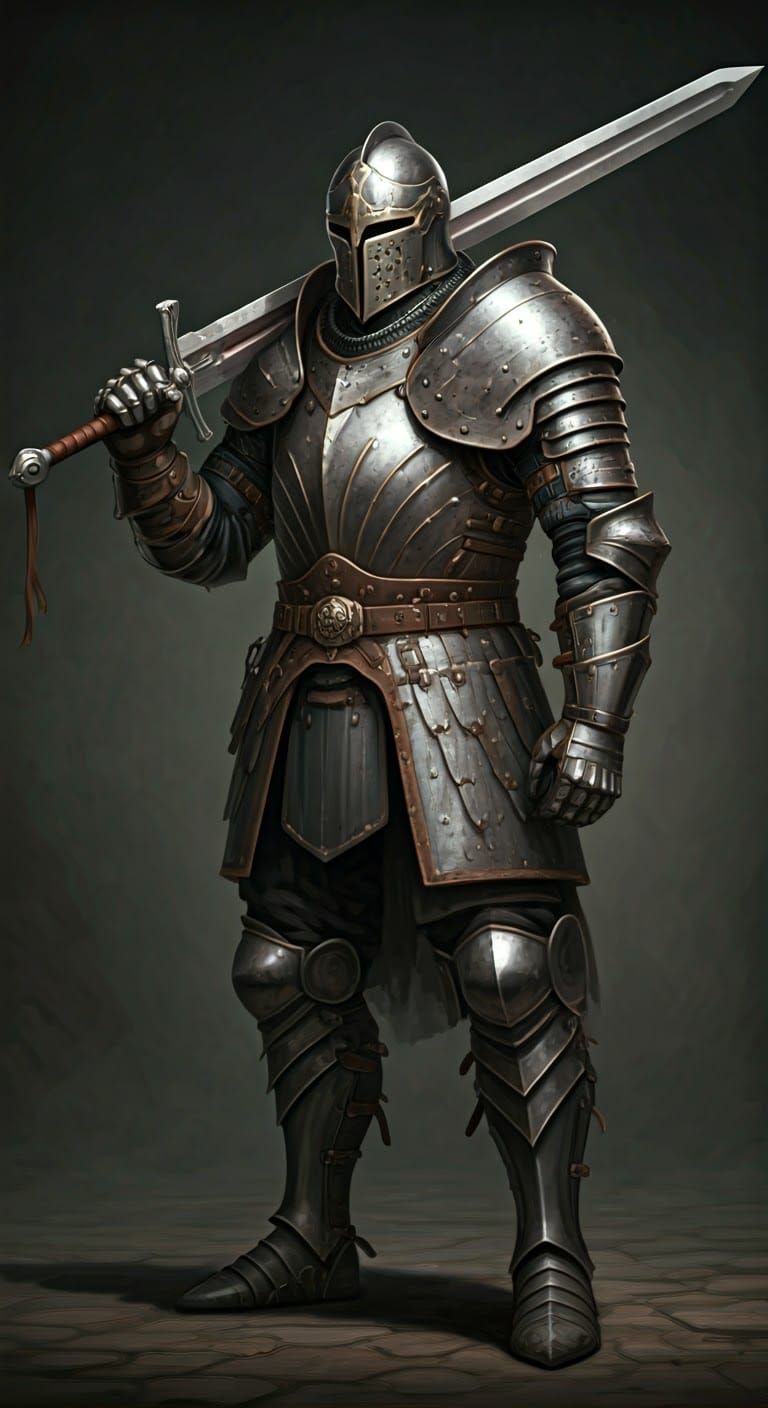 Majestic Guardian Knight with Longsword in Fantasy Art