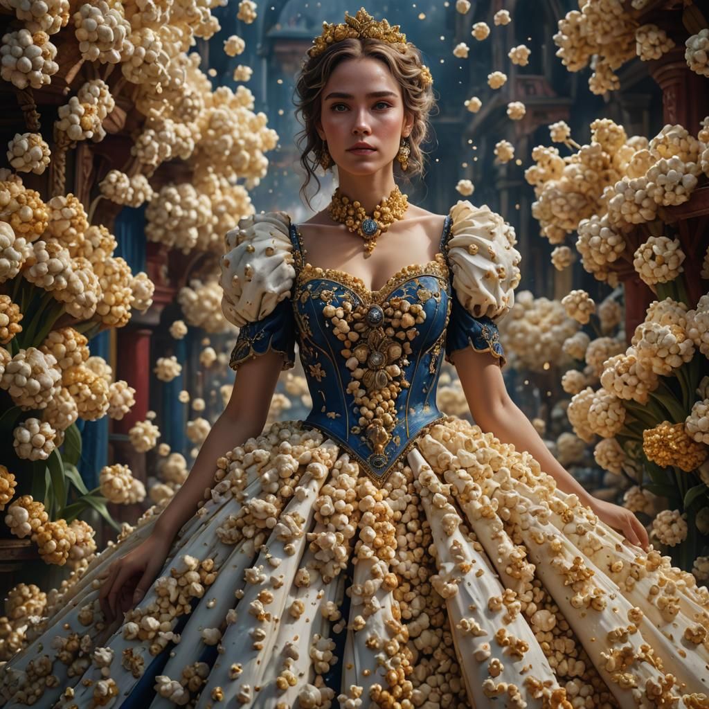 Popcorn Dress Portrait: Detailed Matte Painting
