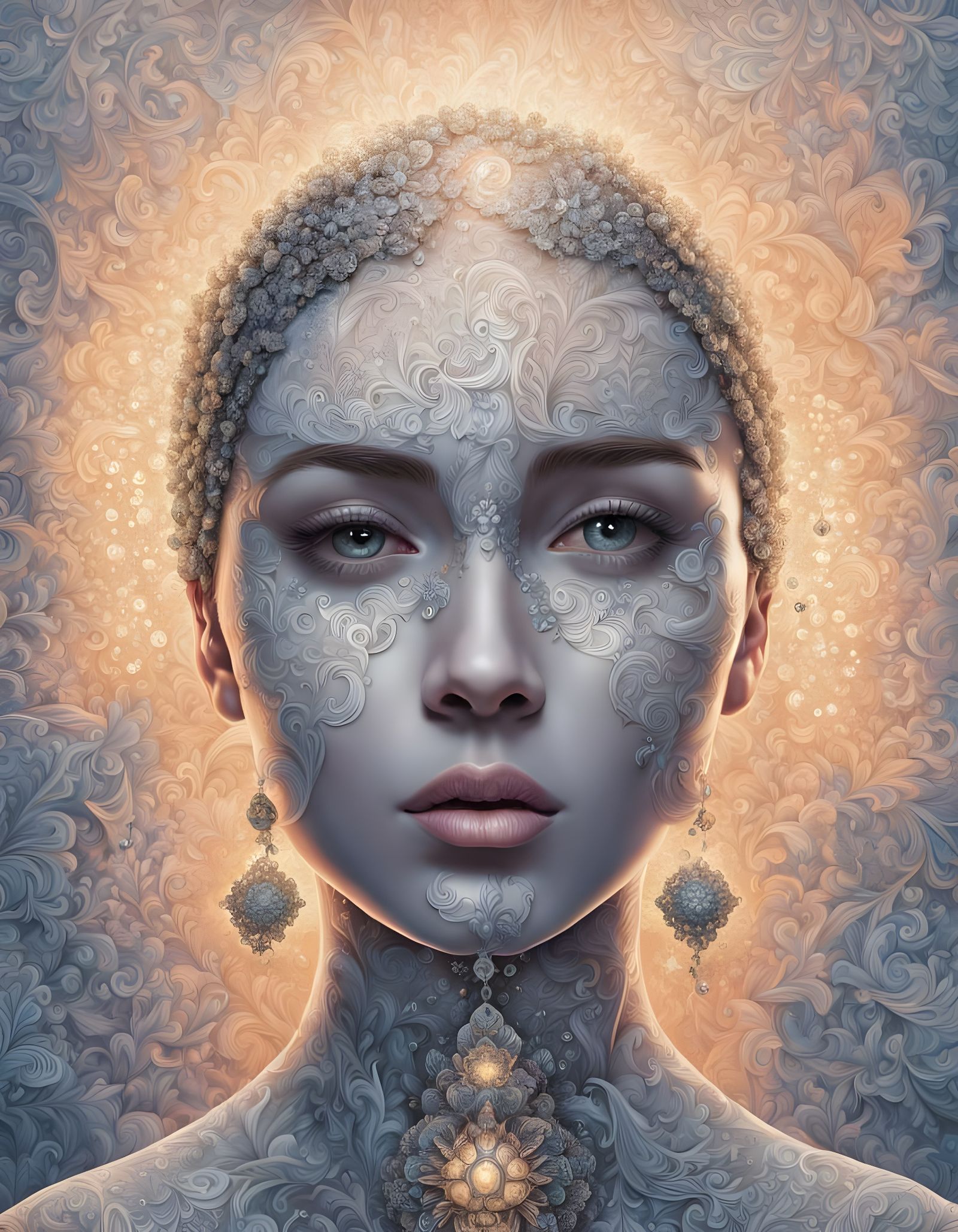 Serene Being with Abstract Fractals and Infinite Patterns