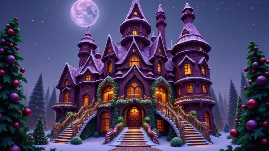Majestic Christmas Castle in High Fantasy Style