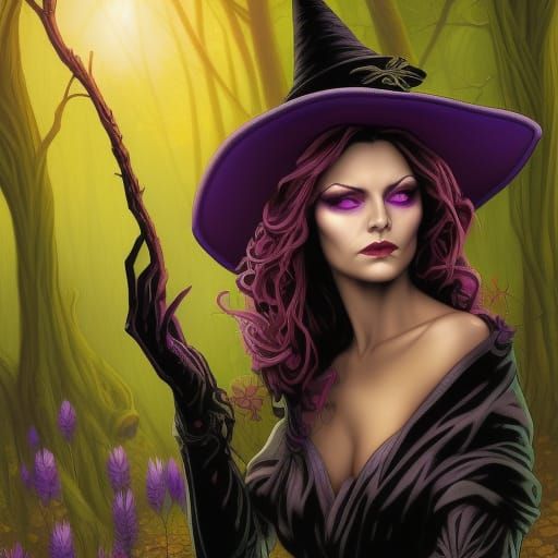 High Gothic Witch in Flower Meadow