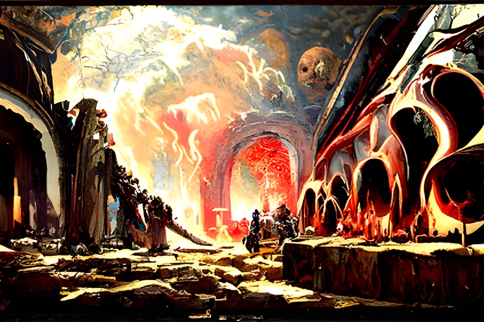 Titans Banished to Tartarus: Hyperdetailed Ominous Painting