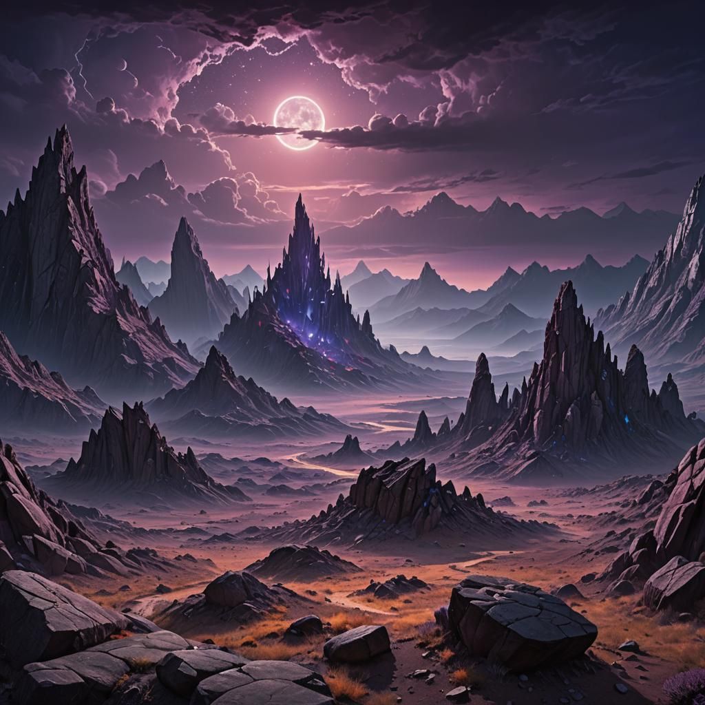 Dark Fantasy Landscape with Alien Castle