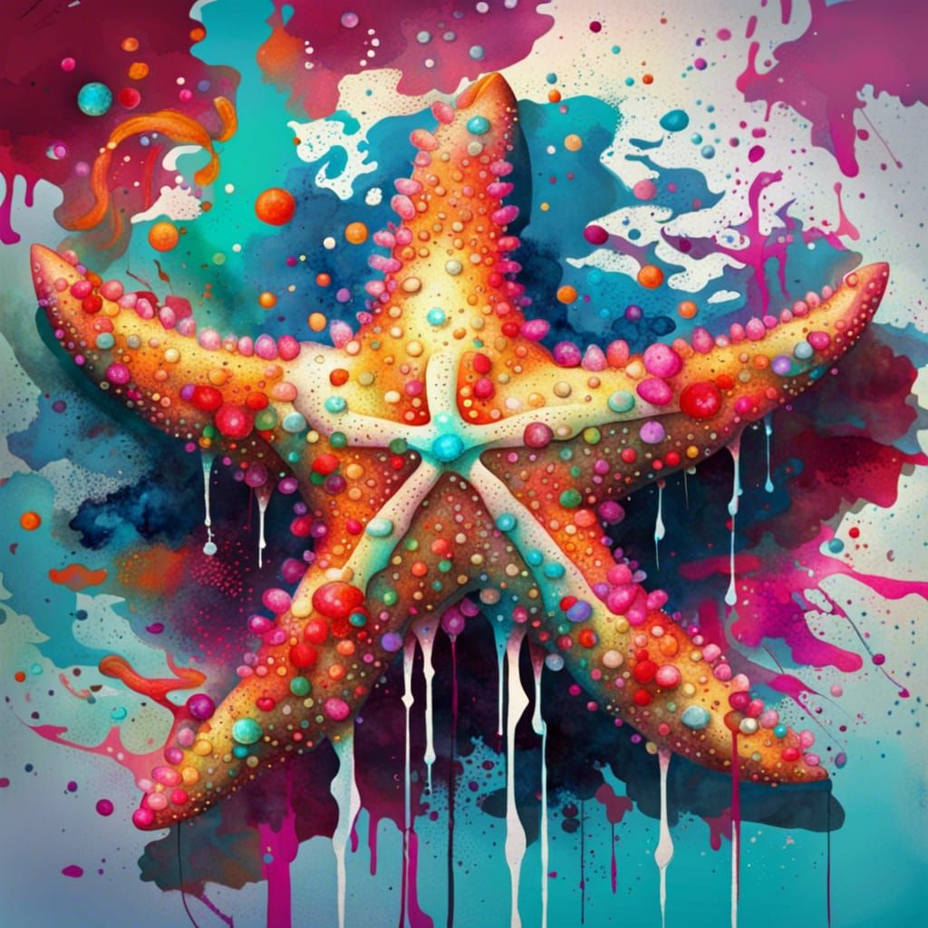 Sea Star in Japanese Graffiti Art Style