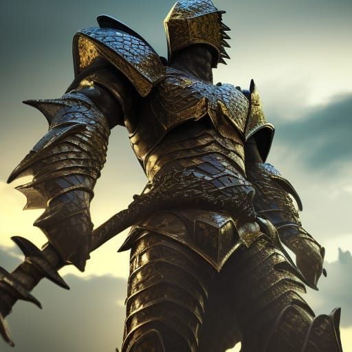 Epic Dragon Knight in 3D Game Cinematic Style