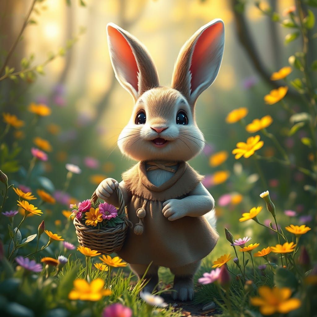 Whimsical Forest Sprite in Earthy Hues and Vibrant Colors