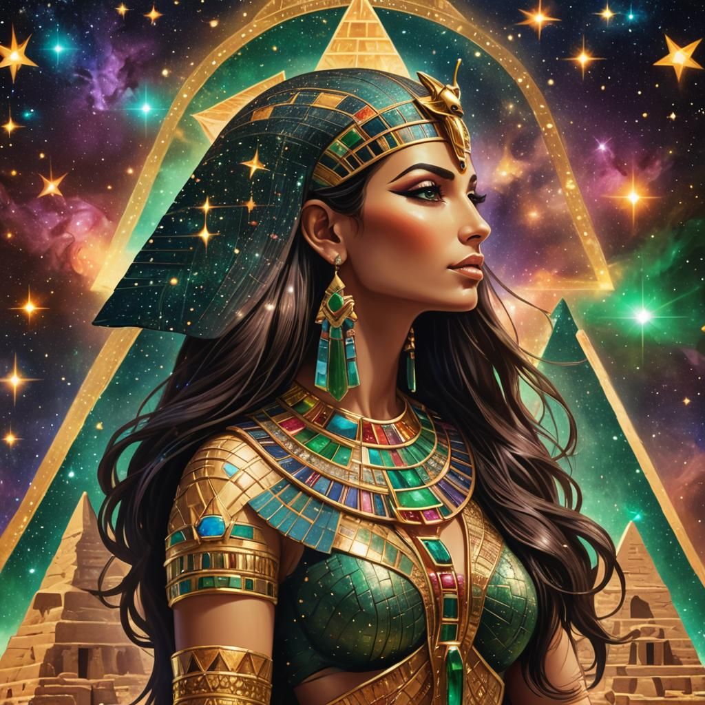 Isis: Egyptian Goddess with Stars and Jewels