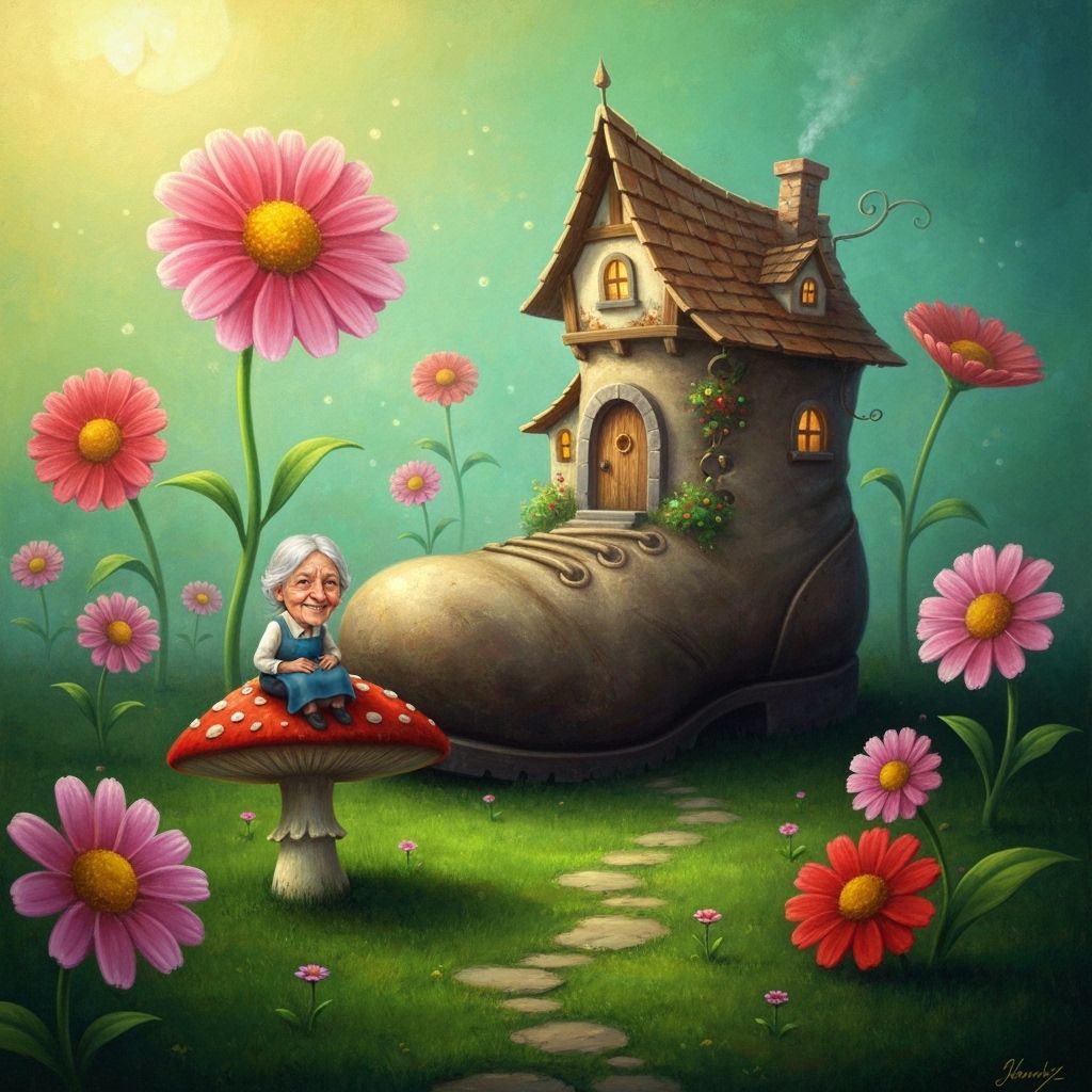 Cozy Boot-House Dweller in a Surreal Garden