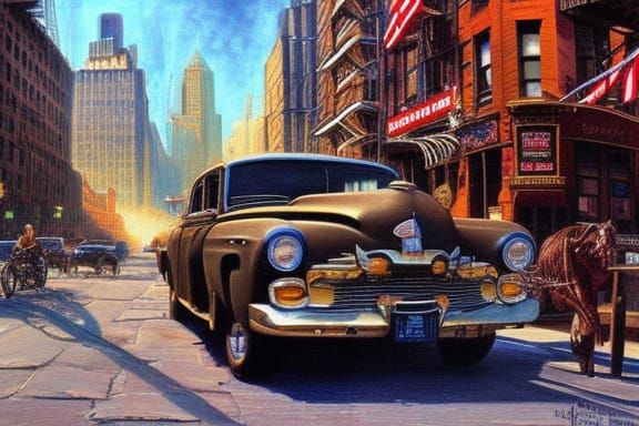 Steampunk Automobile on New York Street