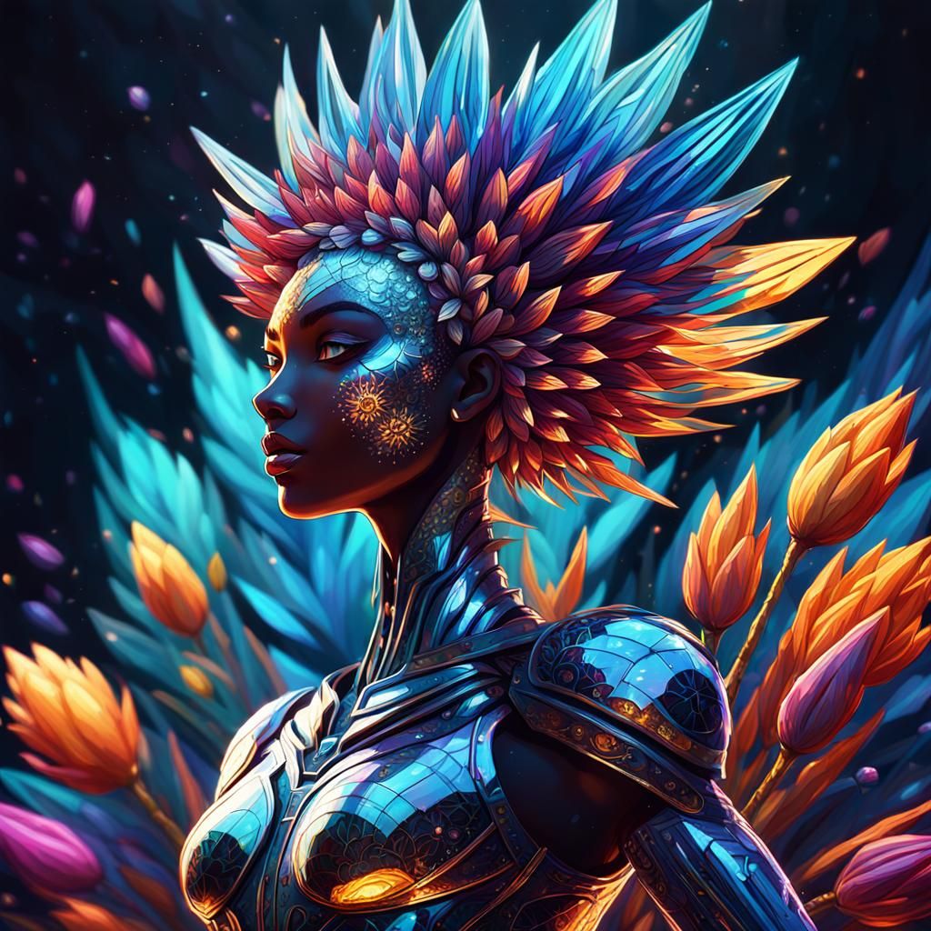 Glistening Bloomspike: Detailed Futuristic Concept Art