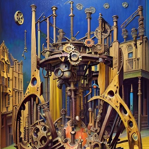 Rube Goldberg Machine: Oil Painting in Triadic Colors