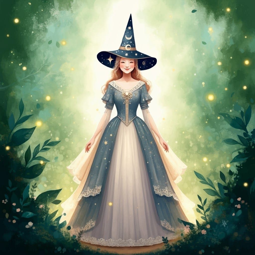 Benevolent Sorceress in Mystical Forest