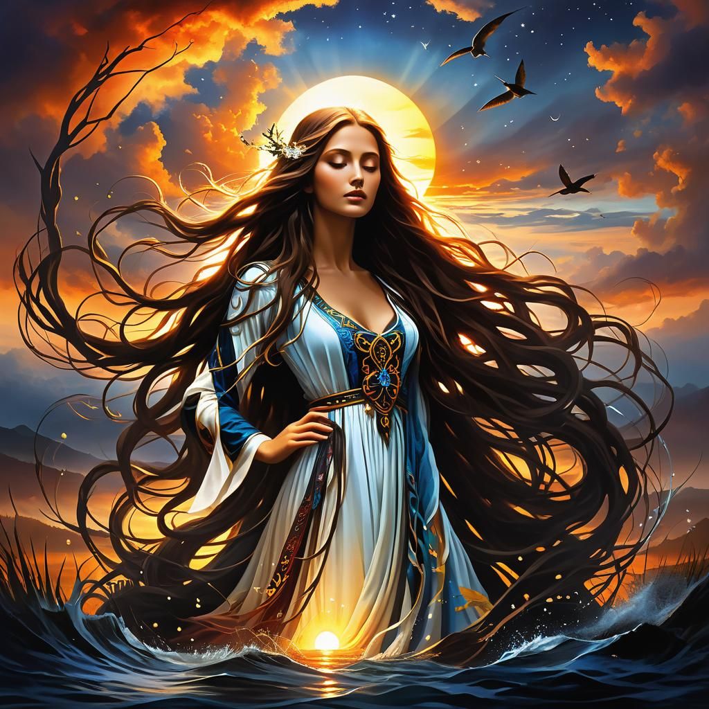 Mystical Creatures Emerge at Sunset: Infinite Consciousness