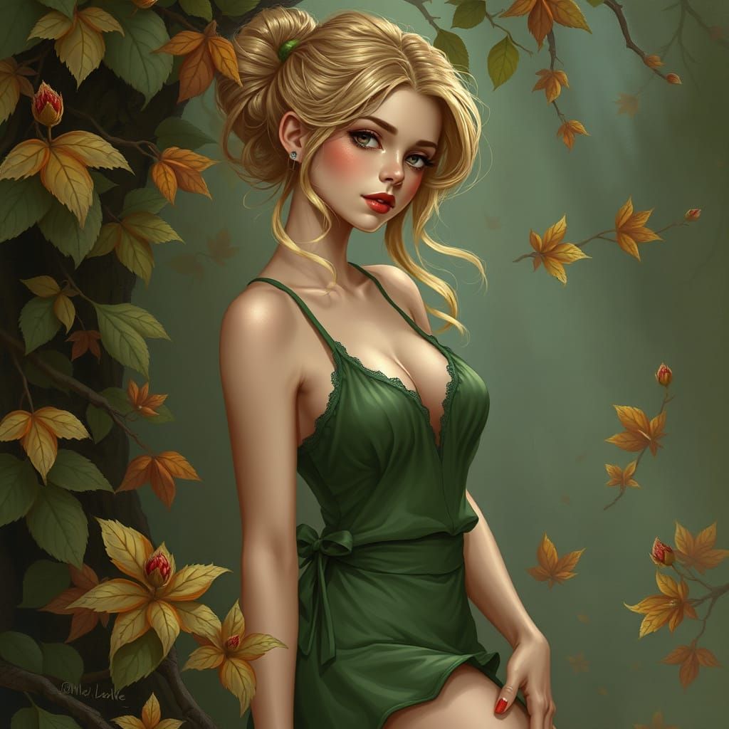 Mystical Woodland Siren in Realistic Style