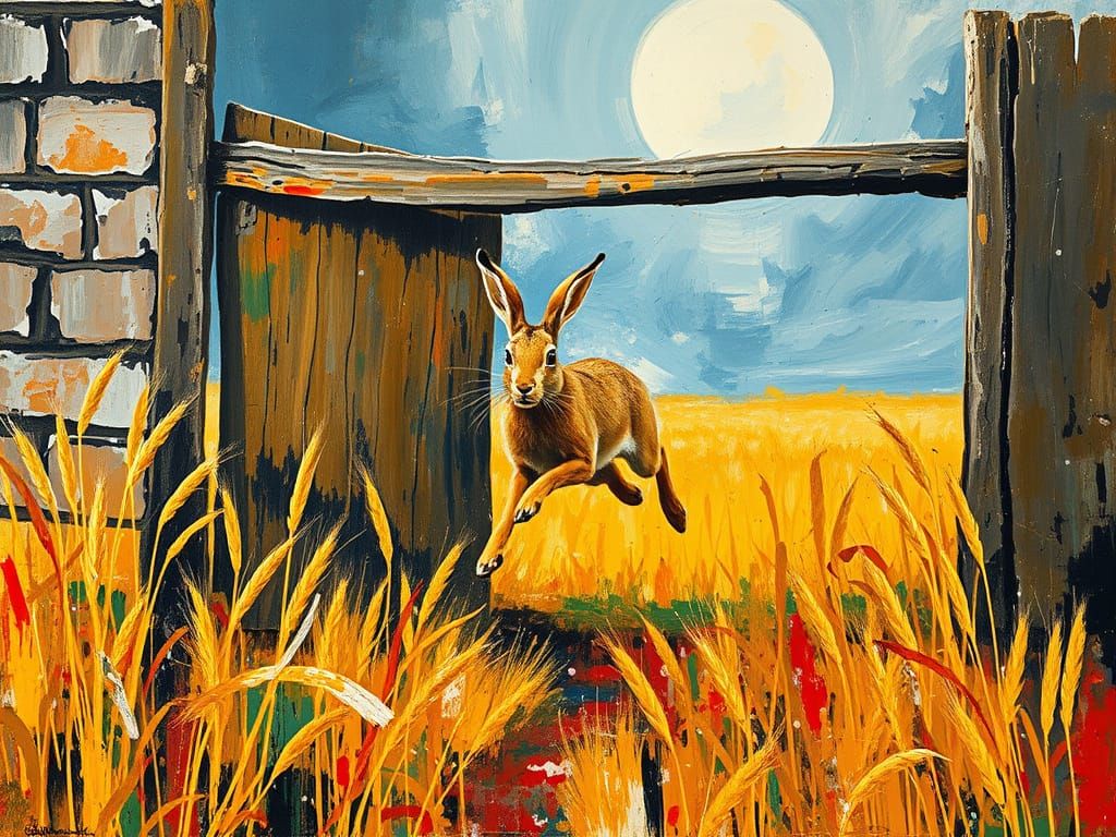 Hare Escapes Through Gate: Abstract Expressionism