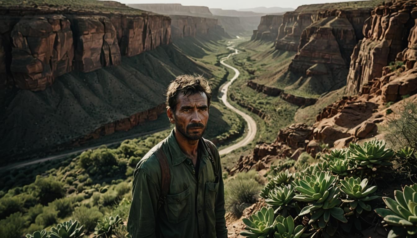 Desert Canyon Vista with Lush Vegetation