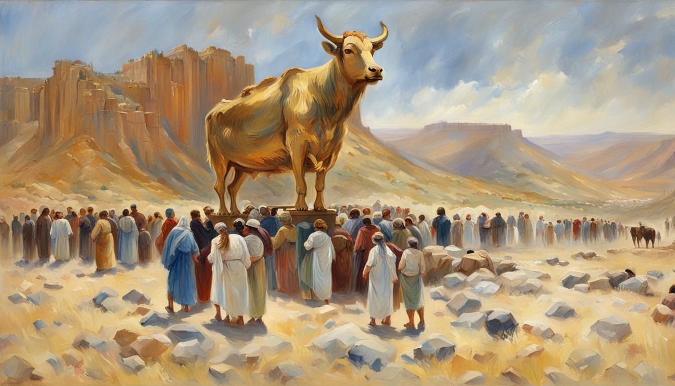Golden Calf Worship: Museum Epic Impressionist Masterpiece