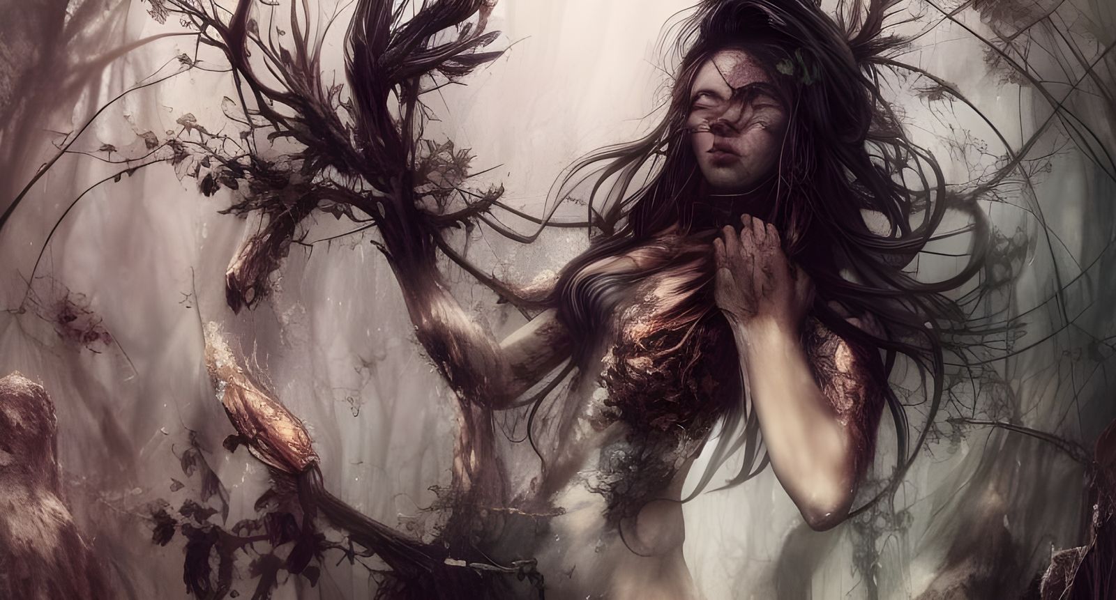 Magical Warrior God in Hyper-Detailed Forestscape