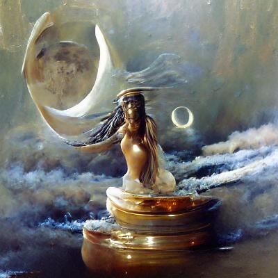 Moon Goddess in Oil Painting Style