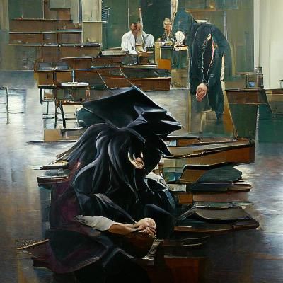 Dark Academia Oil Painting in Gurney Style