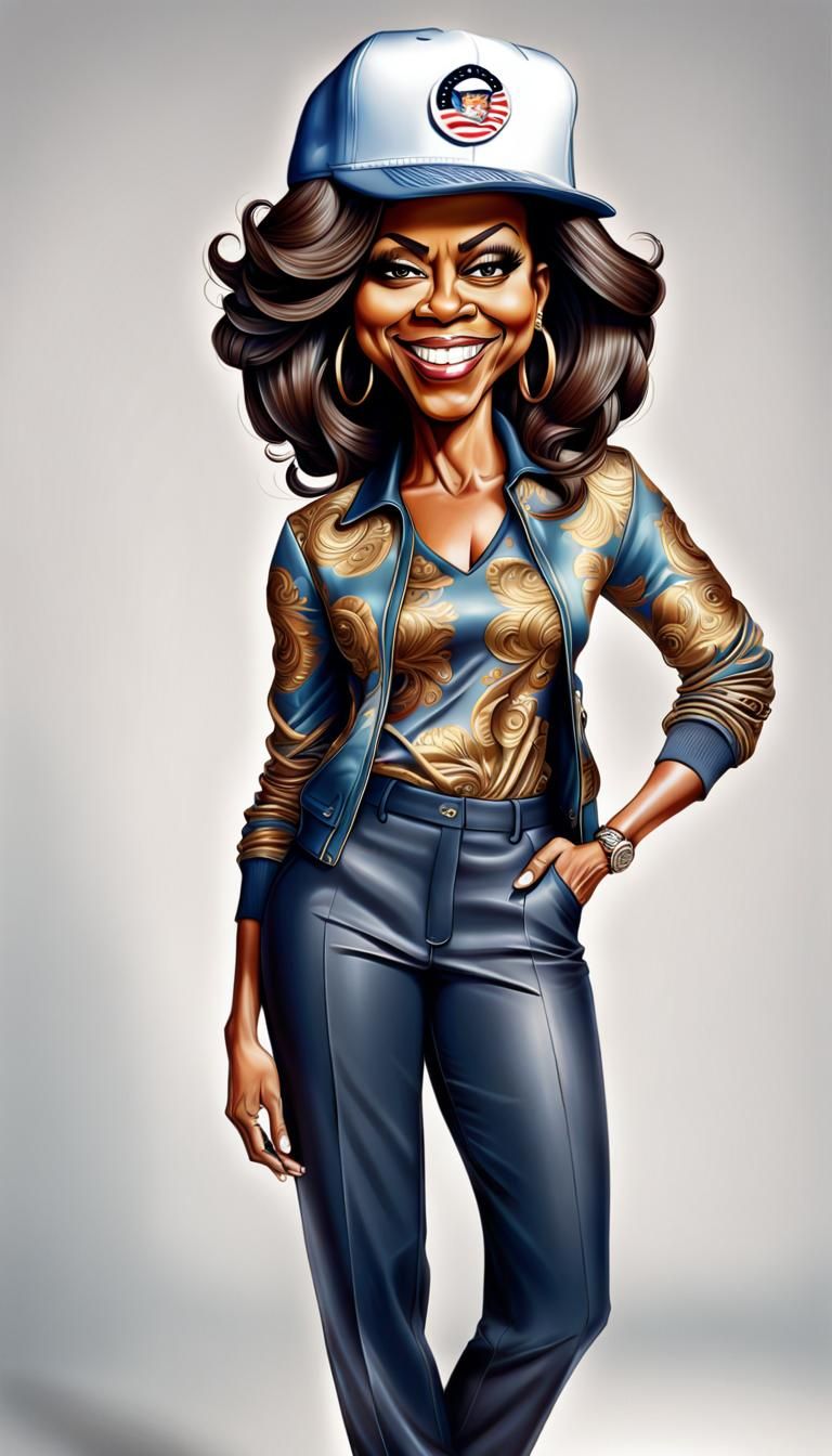 Hip hop clothing outfit, funny caricature of Michelle Obama,...