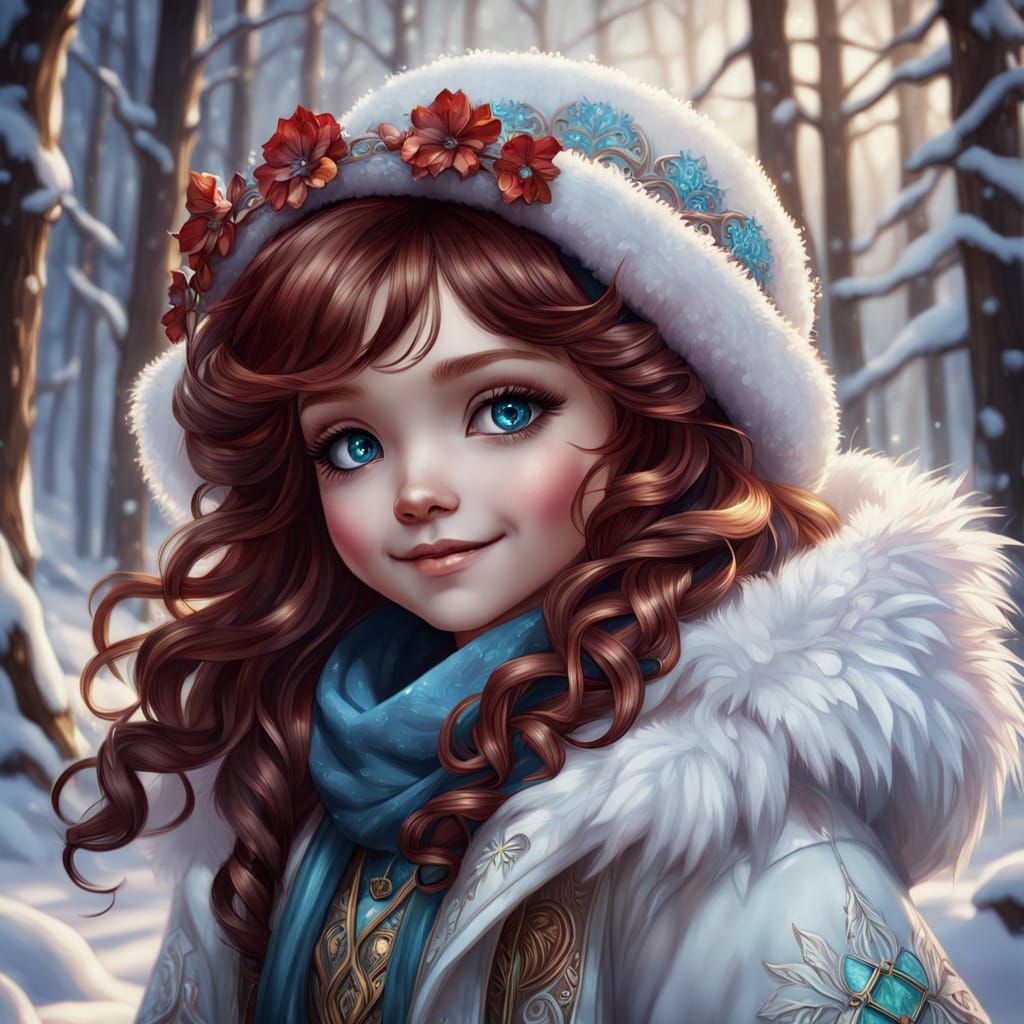 Enchanting Winter Portrait in Vibrant Colors