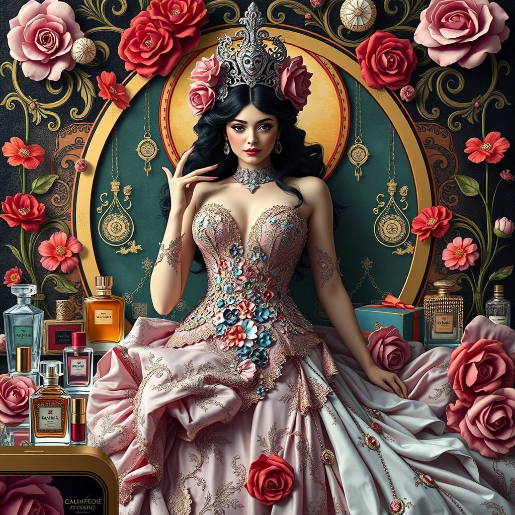 Goddess of Glamour in Art Nouveau Elegance