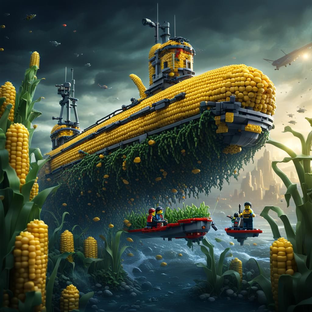 Lego Corn Submarine: Digital Matte Painting