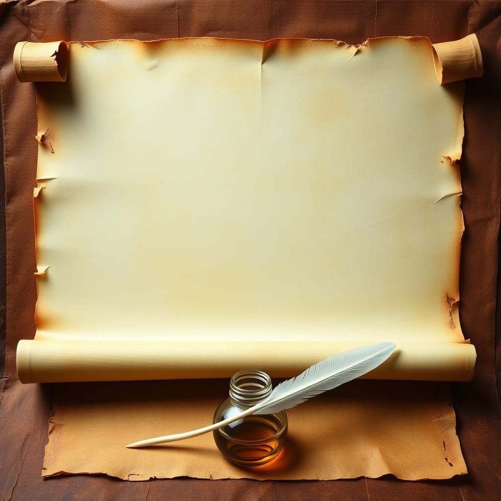 Ancient Scroll Unfolds with Space for Writing in Medieval St...