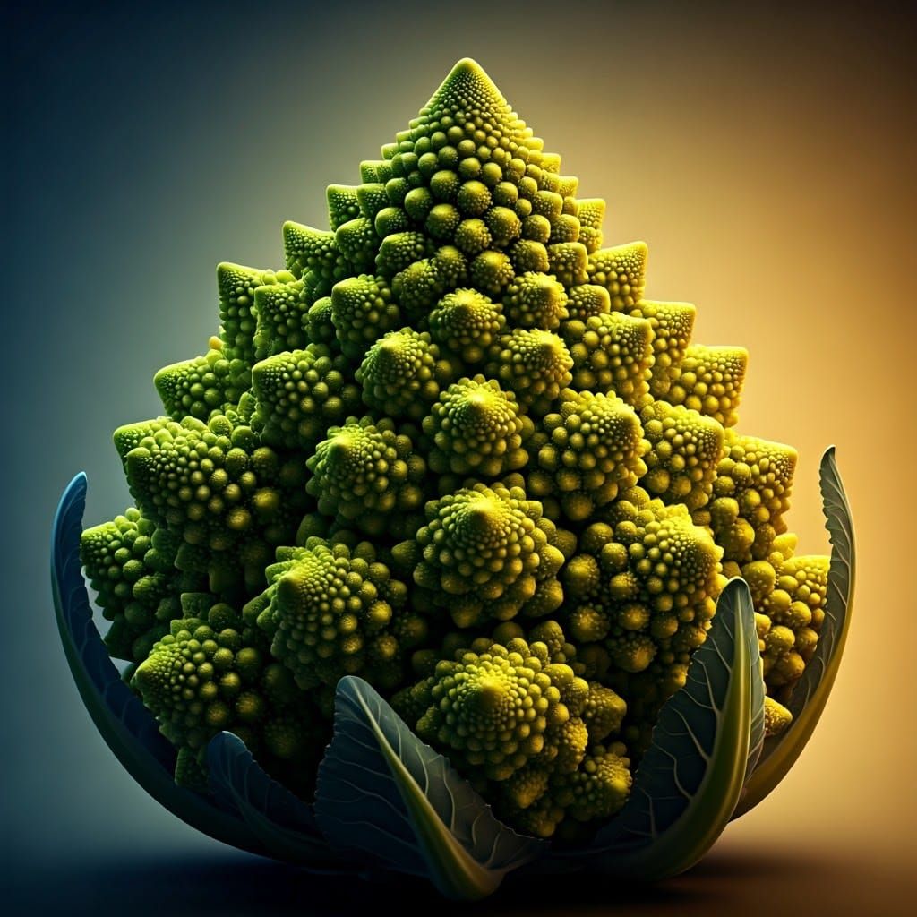 Majestic Romanesco Broccoli in Luminous Hues