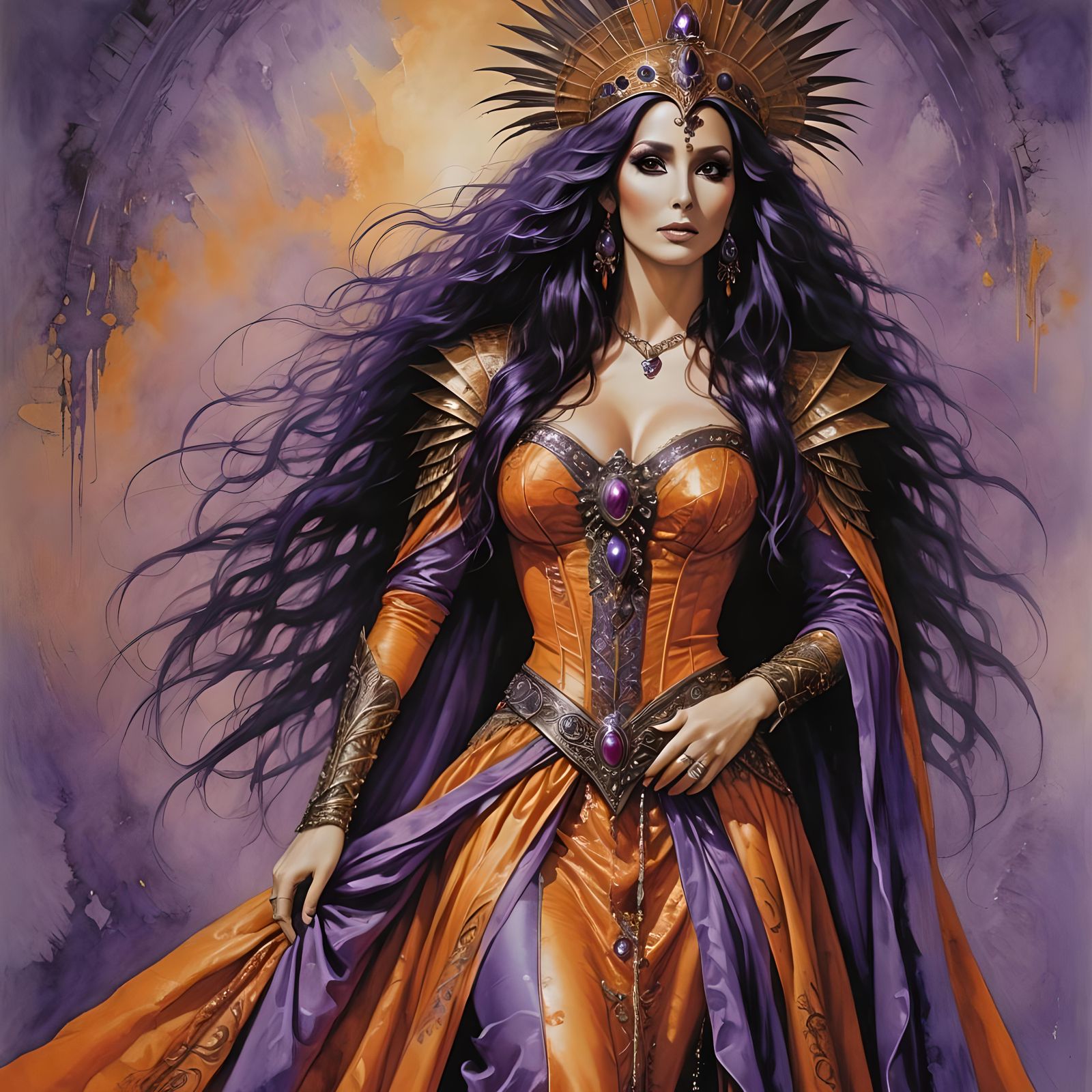 Cher as Impasto Gouache Fantasy Painting