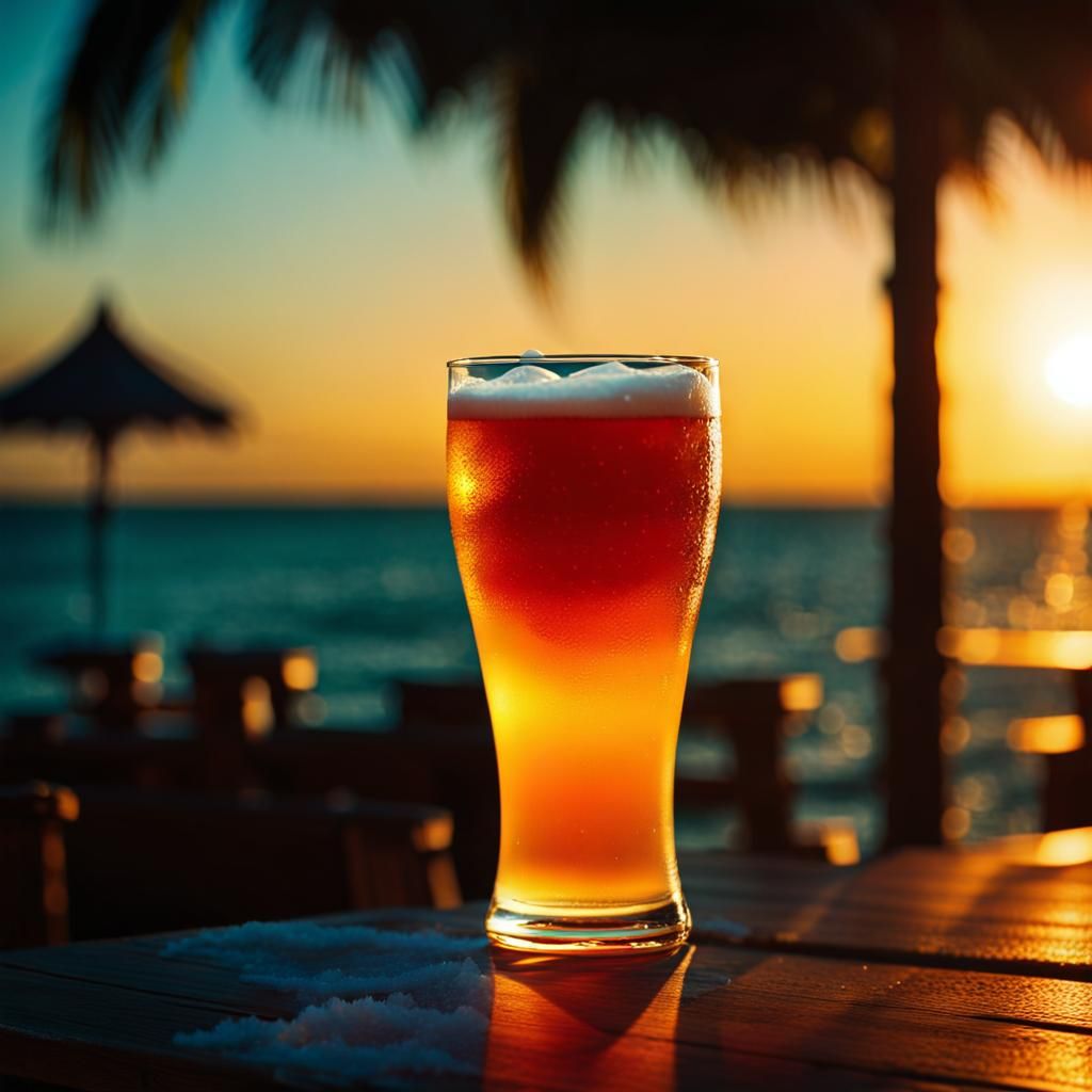 Miami Tiki Bar Beer, Cinematic Macro Photo