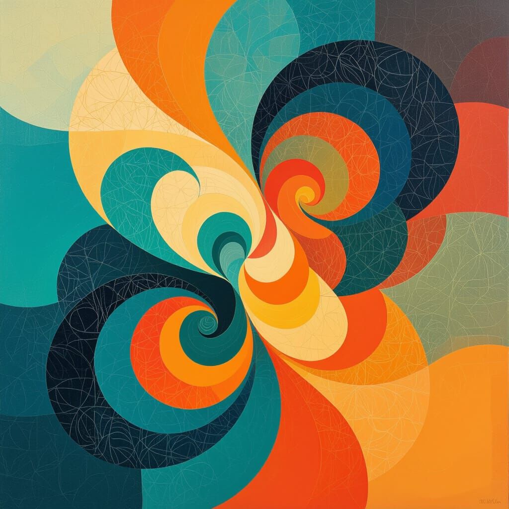 Abstract Swirling Forms with Soulful Energy in Vibrant Color...