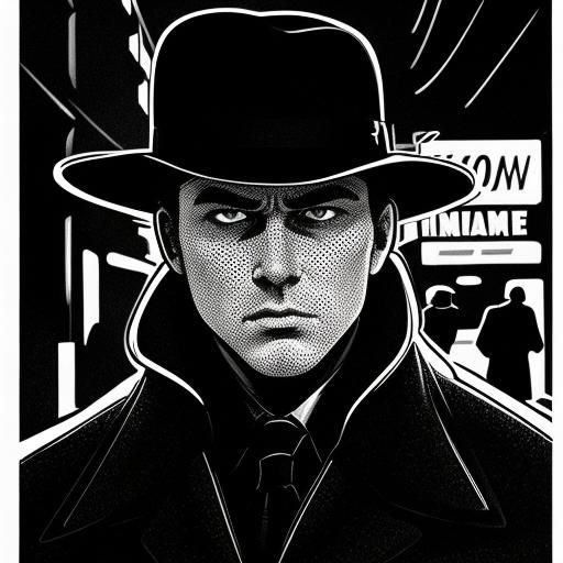 Noir Comic Art: Hunter in Rainy City Alley