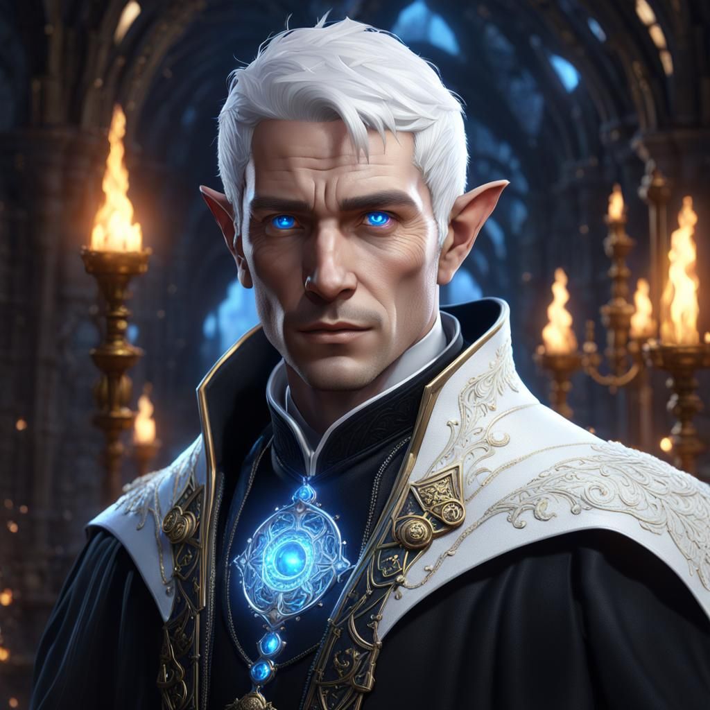 Fantasy Elf Wizard in Detailed Matte Painting