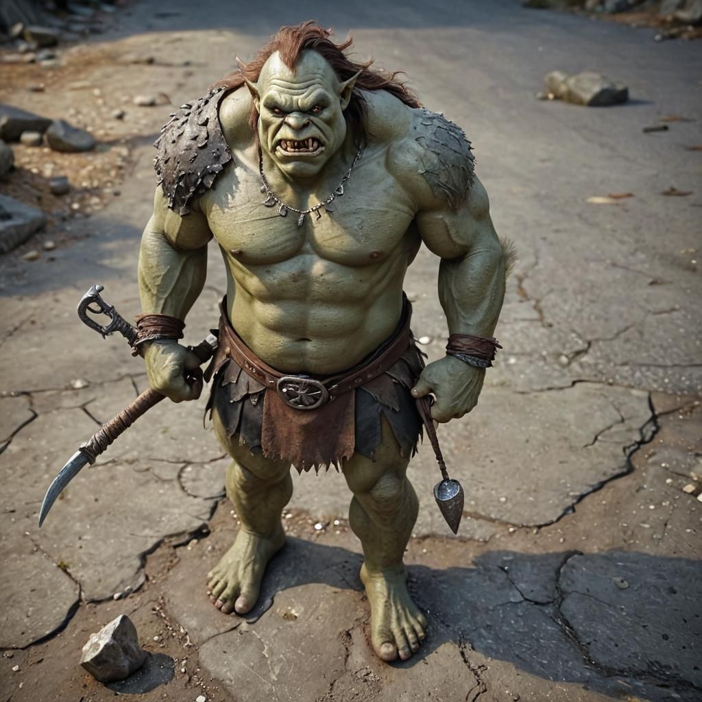 Ogre with Club in Hyper-Realistic Fantasy Art