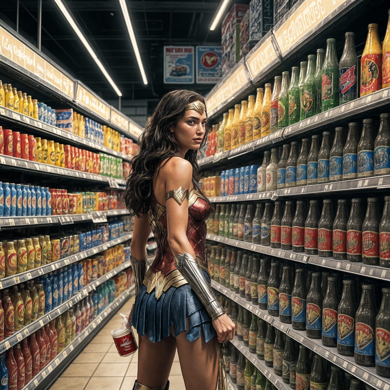 Wonder Woman's Supermarket Beer Run