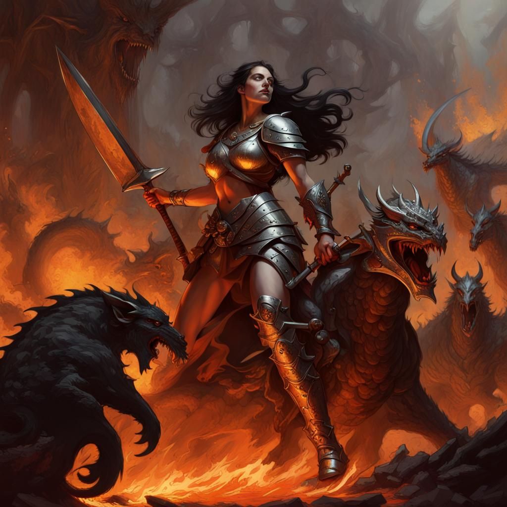 Epic Dragon Battle: Armored Warriors in Medieval Fantasy