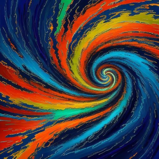 Abstract Expressionism with Swirling Shapes and Vibrant Colo...