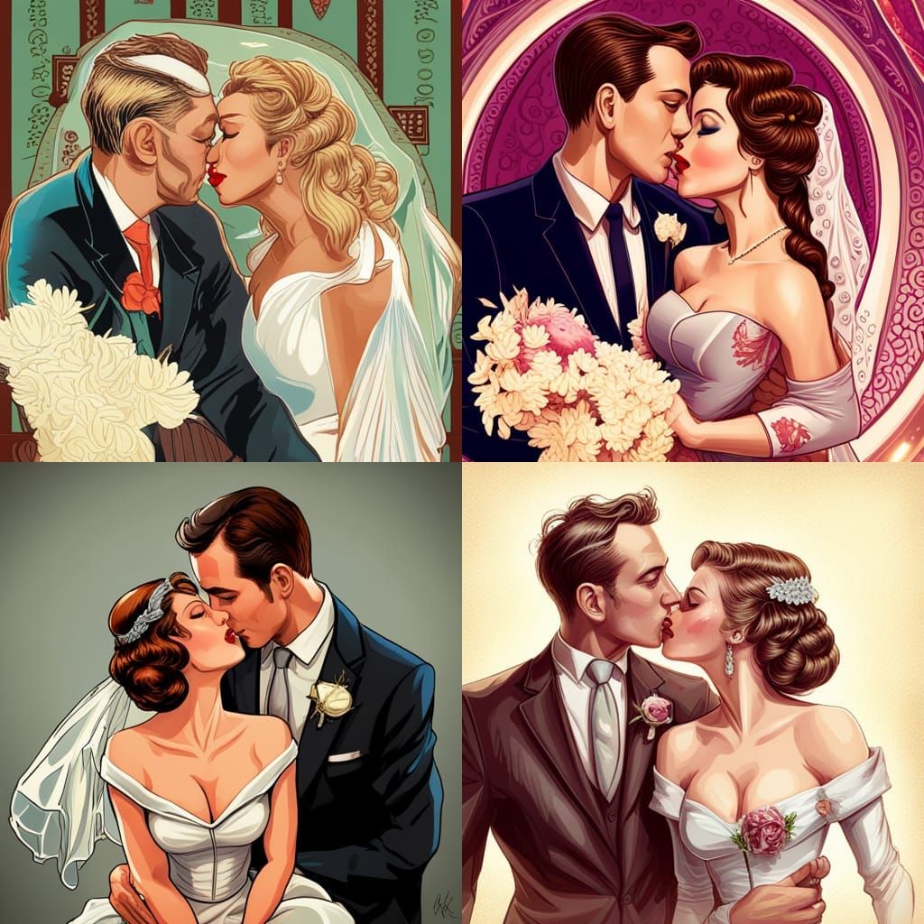 1950s Million Dollar Wedding: Bride and Groom Portrait