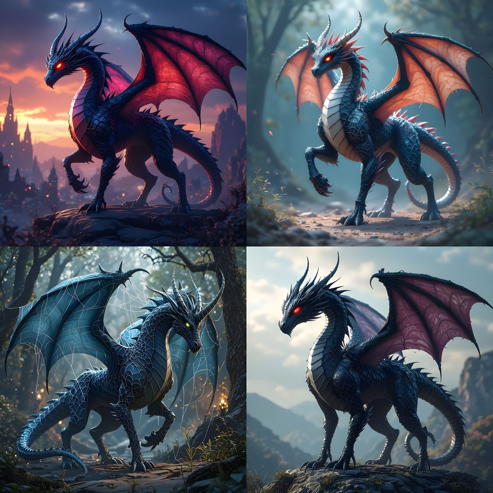 Dragon Cyclops Alicorn Hybrid of Spider Web in Fantasy Art S...