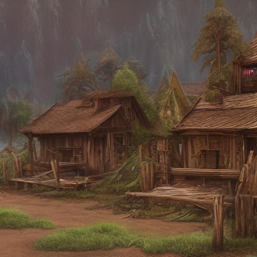 Forest Ghost Town Matte Painting